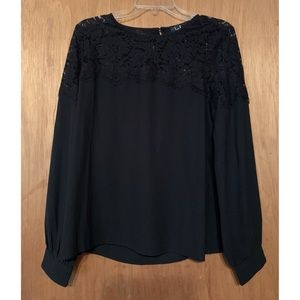 Lulus top, black, with lace detail, like new condition, medium